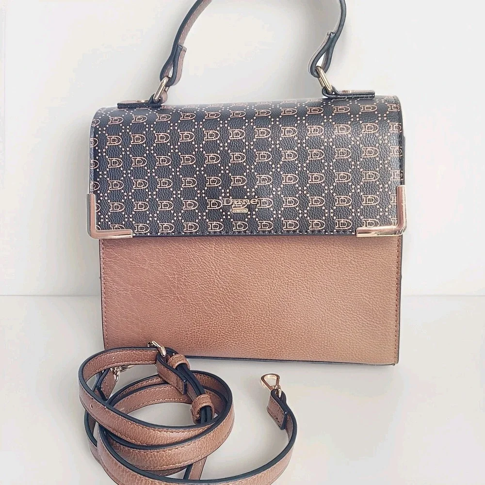 DUNE London Womens Satchel Monogram Bag Colorblock Convertible‎ Crossbody NWOT
